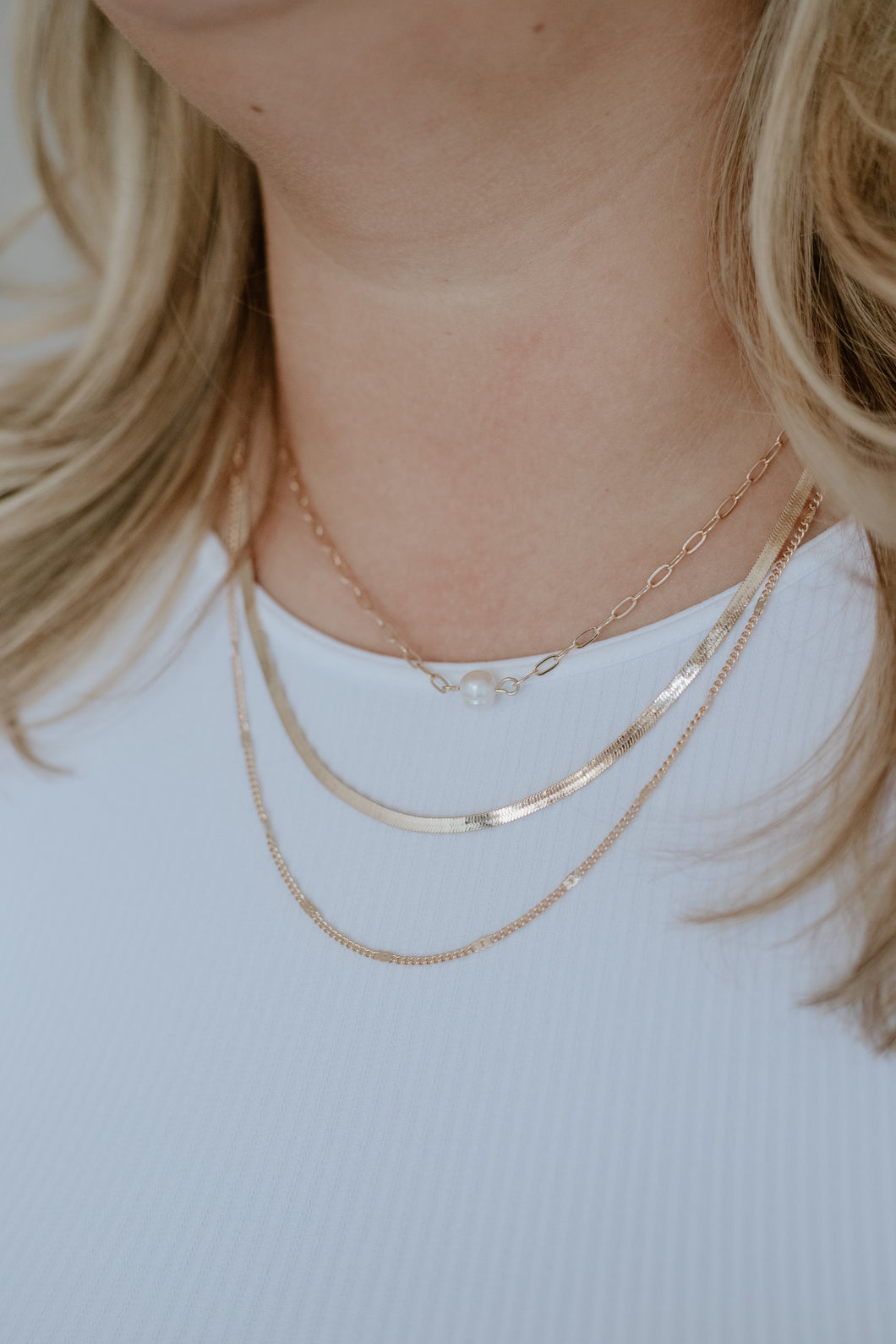 Pearl Charm Layered Chains Necklace