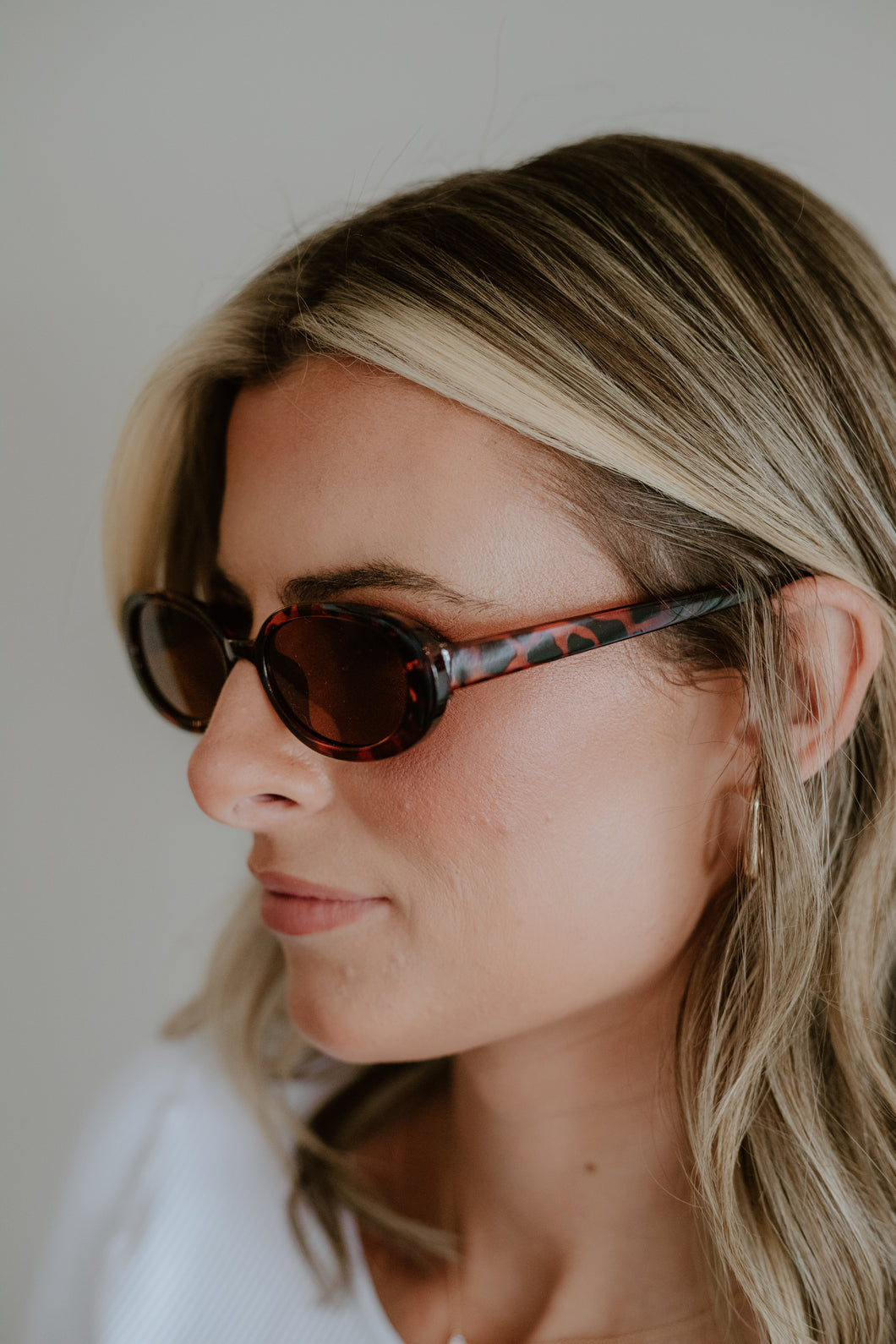 Brown Retro Oval Sunglasses