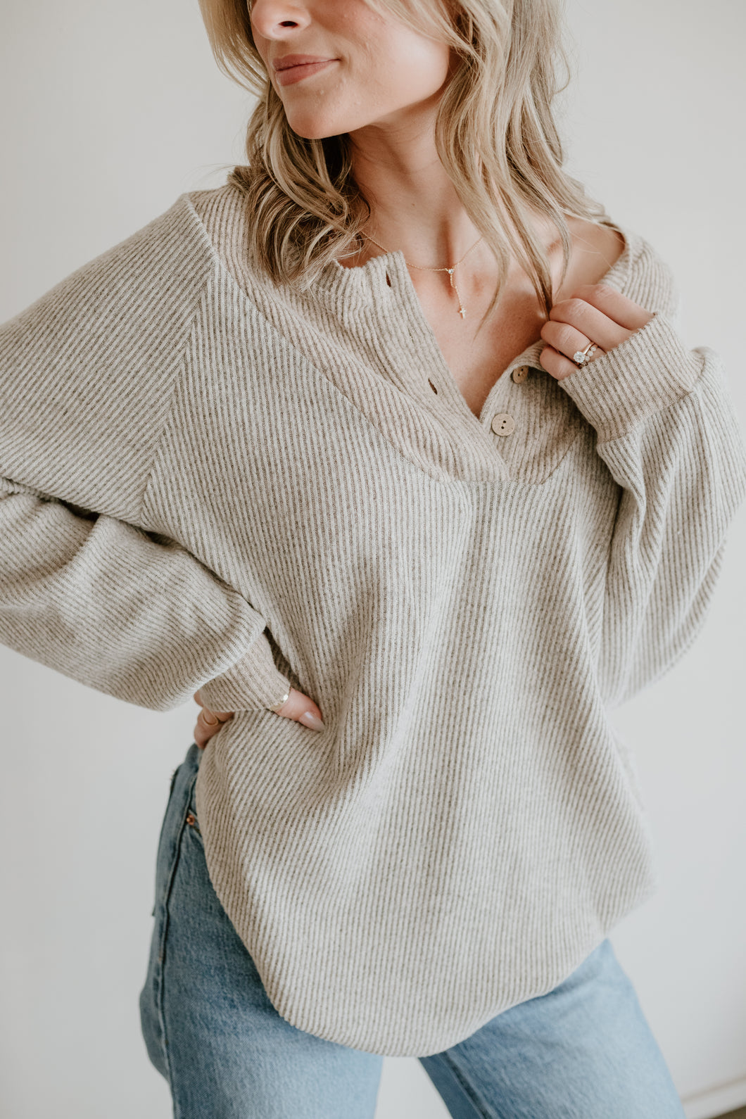 Ribbed Loose Fit Sweatshirt